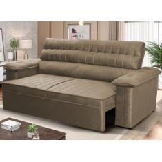 Sofá Retrátil Reclinável 2 lugares com molas 1.50m Quantum Suede Velut Marrom Claro - King House