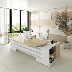 Mesa Tamburato Presidente Com Connect - Carvalho/Branco 6215