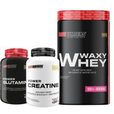 KIT 1x Waxy Whey 900g  + 1x Power Creatina 100g + 1x Power Glutamina 100g - BodyBuilders-Unissex