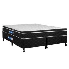 Cama Box + Colchão Netsono King Class One Face Molas Pocket 193x203x52