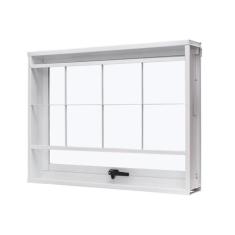 Janela de Aço Maxim-Ar 60x80cm com Grade Quadriculada e Vidro Liso Uni