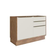 Balcão de Cozinha 120cm 1 Porta 3 Gavetas Viena Herval Louro Freijó/Argila