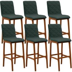 Kit 06 Banquetas Altas Zoe Linho Verde Musgo