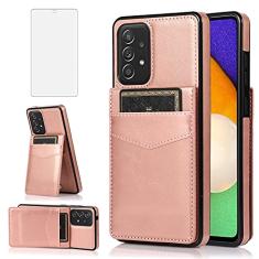 Capa de telefone para Samsung Galaxy A53 5G 2022 com protetor de tela de vidro temperado suporte para cartão de crédito capa carteira suporte acessórios de celular de couro Gaxaly A53 G5 Galaxies 53A