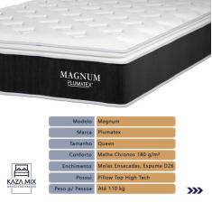 Cama Box Queen Bege e Colchão Magnum Plumatex Chronos 180g D26