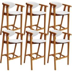 Kit 06 Banquetas Alta Para Cozinha Bancada Bar Sala de Jantar Fixa Cec