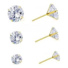 Brinco Infantil Ponto De Luz Pedra Zirconia 2 Furo 5 6 7 Mm - De Castr