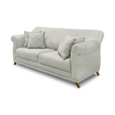Sofá Decorativo 160cm 2 Lugares com 4 Almofadas Armstrong Veludo Prata
