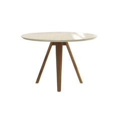 Mesa De Sala Jantar Duna Madeira Maciça C- Tampo Madeirado C- Vidro 105x105cm Carvalho-off White-vidro Off White - Kappesberg