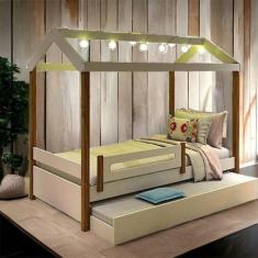 Cama Casa Elisa Branca com LED e Aux, - Movelaria