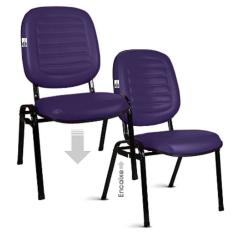 02 Cadeiras Empilhável para Igrejas Evangélicas Linha Holy Roxo