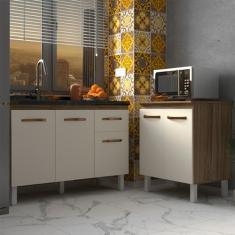 Armário Cozinha Gabinete Pia de 120 cm Aline e Balcão Jane para Forno 