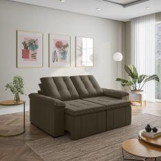 Sofá Palmeira Retrátil Reclinável sem Caixa 3 Lugares 180cm Veludo com Molas CabeCasa MadeiraMadeira Grafite