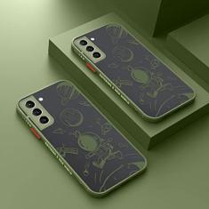 Capa fosca de astronauta espacial para Samsung Galaxy S22 S21 Ultra S20 S21 FE Plus A54 S23 A14 A34 A72 A71 A51 A52 A53 5G Capa dura, AU21, Matcha, para Samsung S22 Plus