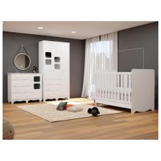 Quarto Completo Bebê Moveis Peroba Berço mini cama MDF B