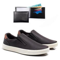 Tênis Masculino Slip On Cadarço Moderno + Carteira Kit 2-Masculino