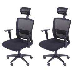 Kit 2 Cadeiras para Escritorio Presidente Nr17 Office 3317 Preto