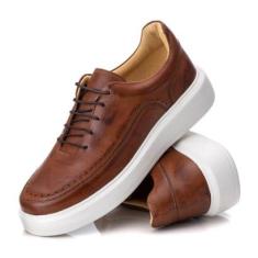 Tênis Sapatênis Casual Masculino Couro Comfort-Masculino