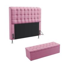 Kit Cabeceira Estofada Dama 195 Para Cama King e Calçadeira Sagitarius