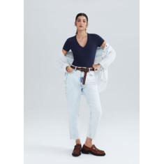 Blusa Básica Feminina Slim Decote V - Hering, M, Azul escuro