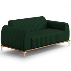 Sofá 3 Lugares Molino 210 Cm Pés D`ouro Verde Musgo C-303