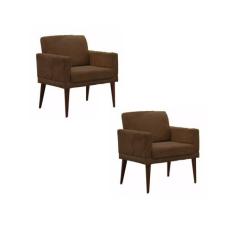 Kit 02 Poltronas Decorativas Emília Pés Palito Suede - DS Estofados, M