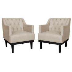Kit 02 Poltronas Decorativa Clássica Base em Madeira Suede Cores - DS 