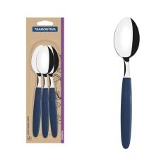 Conjunto de Colheres de Mesa Tramontina Ipanema com Lâminas em Aço Inox e Cabos de Polipropileno Azul 3 Peças Tramontina