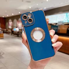 Capa de telefone galvanizada macia de luxo para iPhone 11 12 13 14 Pro Max XS X XR 7 8 Plus Mini capa de silicone vazada, azul, para iphone 7Plus