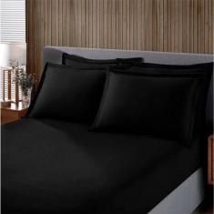 Jogo De Cama Buettner Casal Malha Liso 3 Peças Image Preto