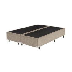 Base Box Casal Bipartido Suede Bege - 30x138x188