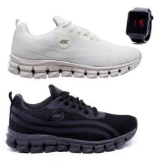 Kit 2 Pares Tênis Masculino Ascension Lege 21 Tamanho Especial Com Relógio-Masculino
