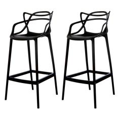 Kit 2 Banquetas Allegra Preta Polipropileno Cozinha Bistrô Bancada