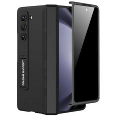 Capa Miimall para Samsung Galaxy Z Fold 5 5G com película de privacidade, suporte ajustável prático integrado e proteção de dobradiça magnética completa, preto