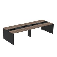Mesa de Plataforma Dupla para 4 Pessoas Corporativa 140x140/4p Walnut/Preto