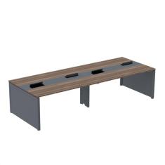 Mesa de Plataforma Dupla para 4 Pessoas Corporativa 140x140/4p Walnut/Grafito