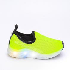 Tênis Infantil Led Kidy Light Fun Calce Fácil Amarelo Neon