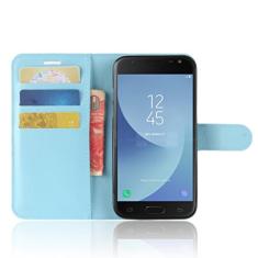 Capa carteira para Samsung J2 Pro 2018, capa carteira flip de couro PU premium com compartimento para cartão, suporte e fecho magnético [capa interior à prova de choque de TPU] compatível com Samsung