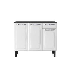 Balcão de Cozinha Itatiaia Aço 3 Portas 1 Gaveta Com Tampo Rose Branco Neve