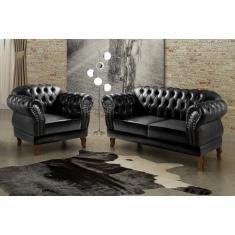 Sofá Dom Pedro 2 e 1 Lugares Decoração Sala Recepção Retrô - BELLA DEC