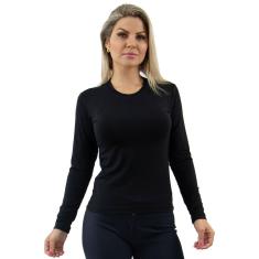 Baby Look feminina viscocrepe manga longa
