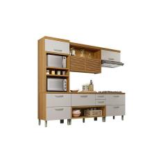 Cozinha Modulada Nesher Princesa  4 Peças (2 Balcões + Aéreo + Paneleiro) C4P15 Freijo/Off White