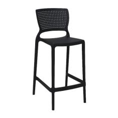 Banqueta para Cozinha Alta Tramontina Safira Preta em Polipropileno e Fibra de Vidro