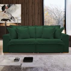 Sofá Cama 3 Lugares Arizona Retrátil Veludo Verde  - Celflex