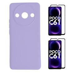 Capa Capinha Veludo + 2 Películas Vidro 3D Xiaomi Poco C61 - DB, Lilás