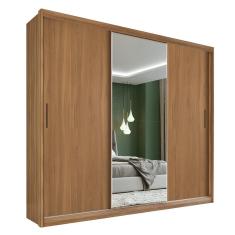 Guarda Roupa Dalila 3 Portas, 2 Gavetas E 4 Cabideiros Flex Amêndola Com Espelho - Demóbile Amêndola