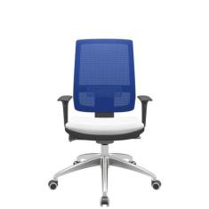 Cadeira Office Brizza Tela Azul Assento Aero Branco Autocompensador Ba