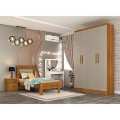 Guarda Roupa Solteiro 4 Portas 2 Gavetas - Amsterdam-Cinamomo/Off White - Tcil Móveis