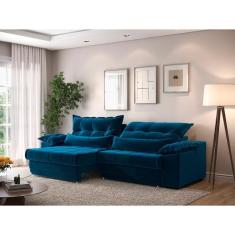 Sofá Retrátil e Reclinável com Molas ensacadas e Carregador USB Colosso 2,50m Veludocristal - NETSOFAS