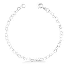 Pulseira Infantil Prata Legitima 925 Elo Coração 15cm - Lojas La&Ny Pr